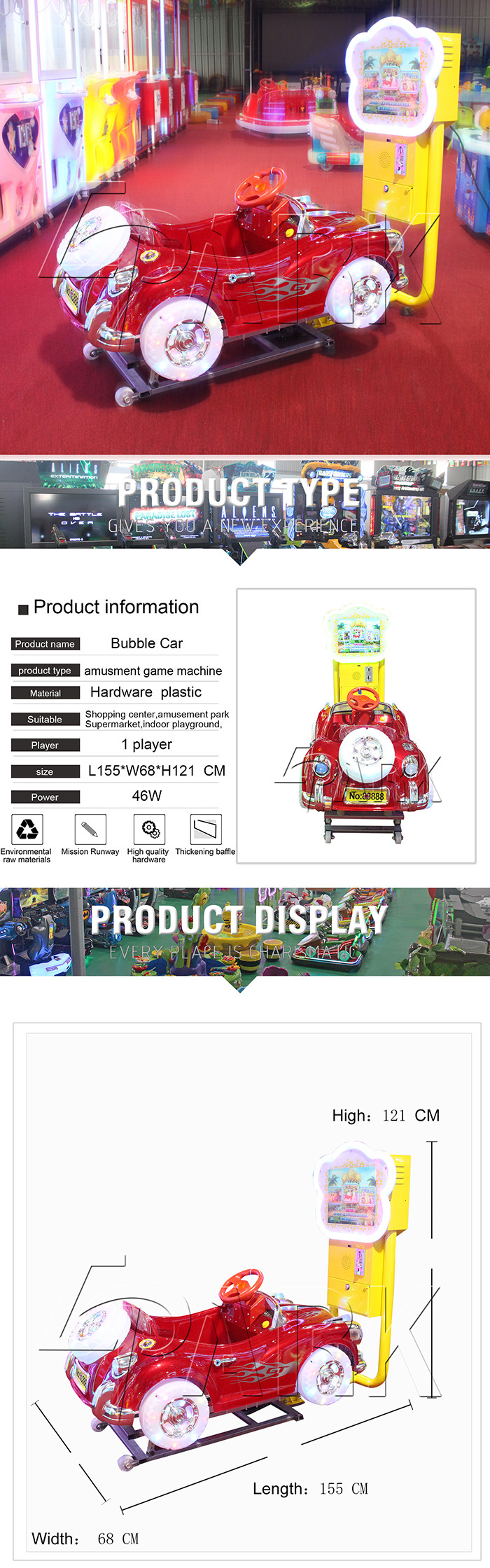 Hardware Coin Operated Car Racing Game Swing Ride For Shopping Mall