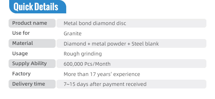 Construction Tool Parts Metal Bond Diamond Grinding Discs for Diamond Polishing Tools