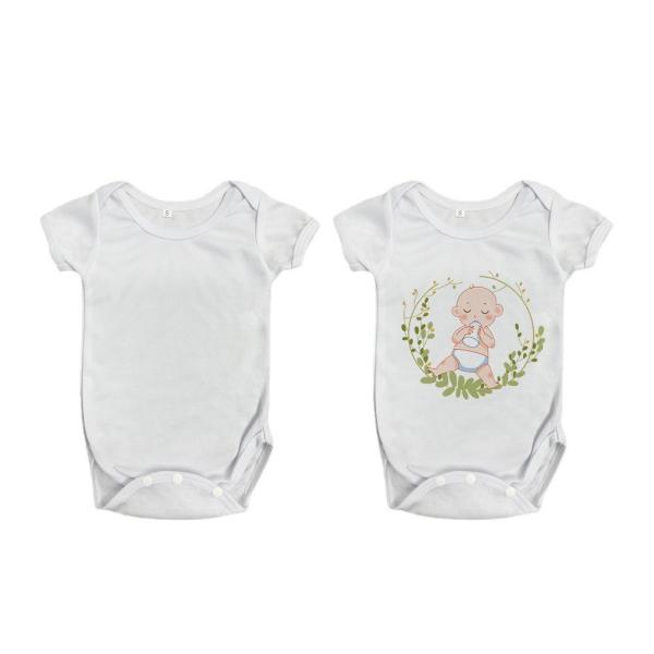 Customizable White Short Sleeve Newborn Romper For Sublimation Heat Transfer
