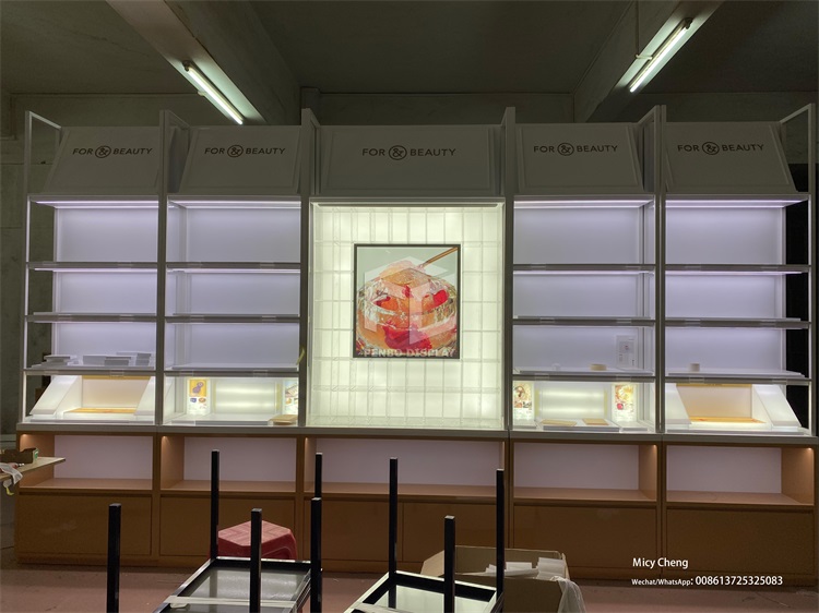 3mm MDF Skincare Display Shelves For Cosmetic Shop Monomer Design