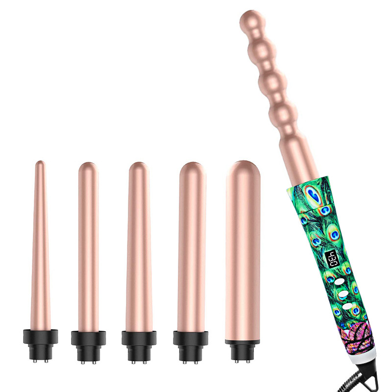Black 6 In 1 Interchangeable Ceramic Curling Set PTC Heater 50-60Hz