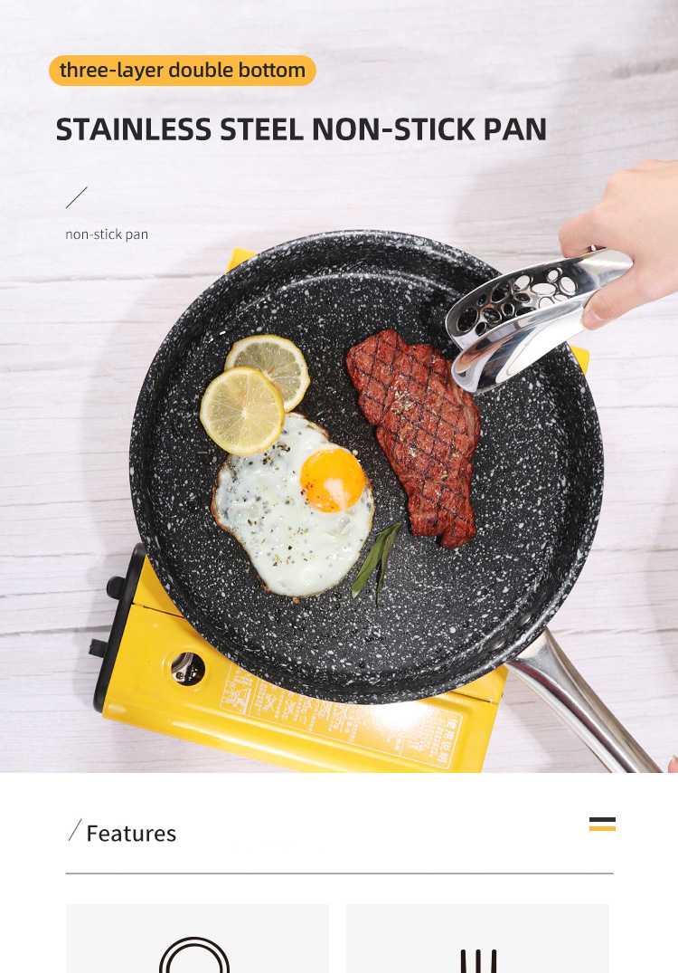 Full Size Stainless Steel Fry Pan Induction Cooking Panela Panci Pan Nonstick Medical Stone Frying Pan