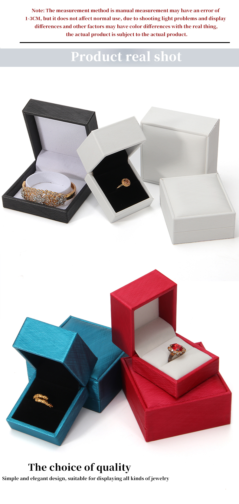 Custom Logo Printed Ring Box Hanhong 2022 Black Lining PU Leather Jewelry Package Set