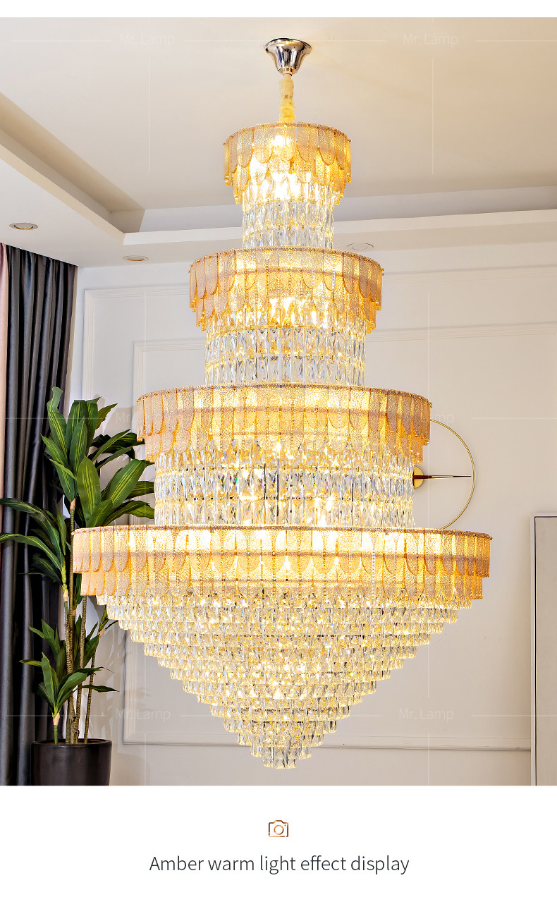 European-style Duplex Villa Loft Crystal Chandelier High-end Hotel Chandelier(WH-NC-107)