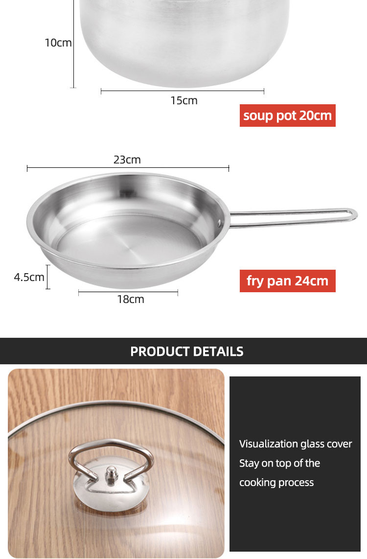 Kitchen Household Stainless Steel 3 Piece Pot And Pan Set Suit Ollas Cookware Set Cooking Pot Set
