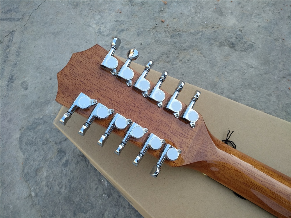 Koa wood Handmade jumbo acoustic 12 string armrest bevelled cutway 12 Strings custom acoustic electric guitar