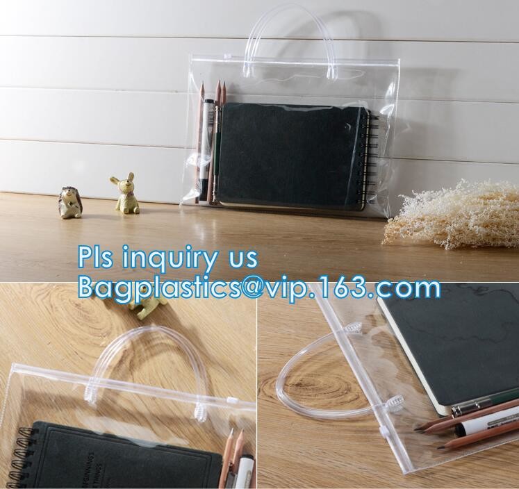 Pencil Zipper Packing Bag Clear PVC Pencil Packing Bag Slider, PVC Slider Zipper Bag For Make Up For Holographic Laser