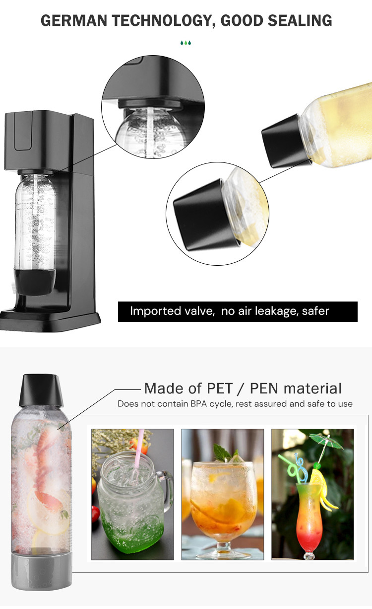 BPA Free Sparkling Water Bottle Soda Maker 500ML 1000ML Eco Friendly