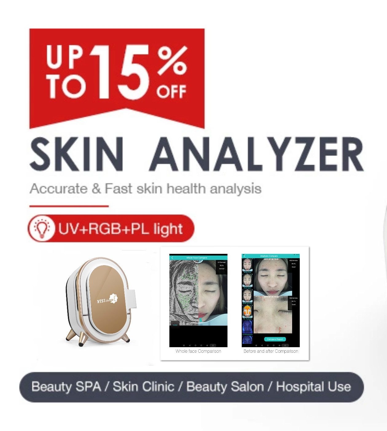 Android System Skin Analysis Machine Salon Big Data Base 3D Testing Facial