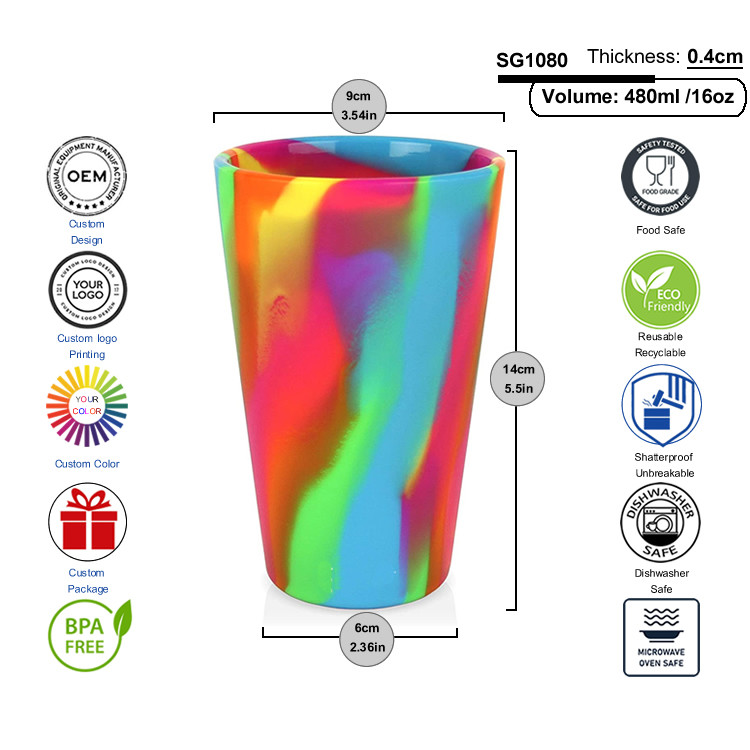 Straight Up Custom Silipint Cups Outdoor Sili Pint Glass OEM ODM
