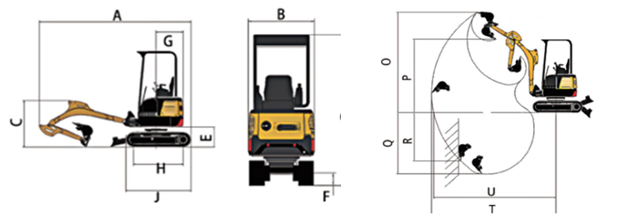 0.04 Cbm Hydraulic Mini Excavator 1.7 Ton Mini Compact Excavator