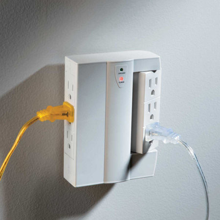Multifunction Side Swivel Socket , ABS Copper Space Saving Wall Power Strip