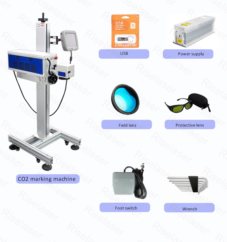 Permanent 30w Co2 Flying Laser Marking Machine For Plastic Paper Packaging Line