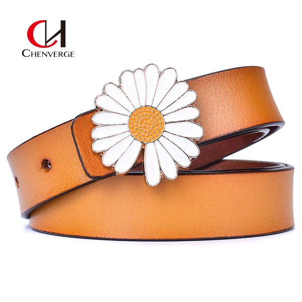 Flower Buckle Female Leather Belt Standard Length All Seasons