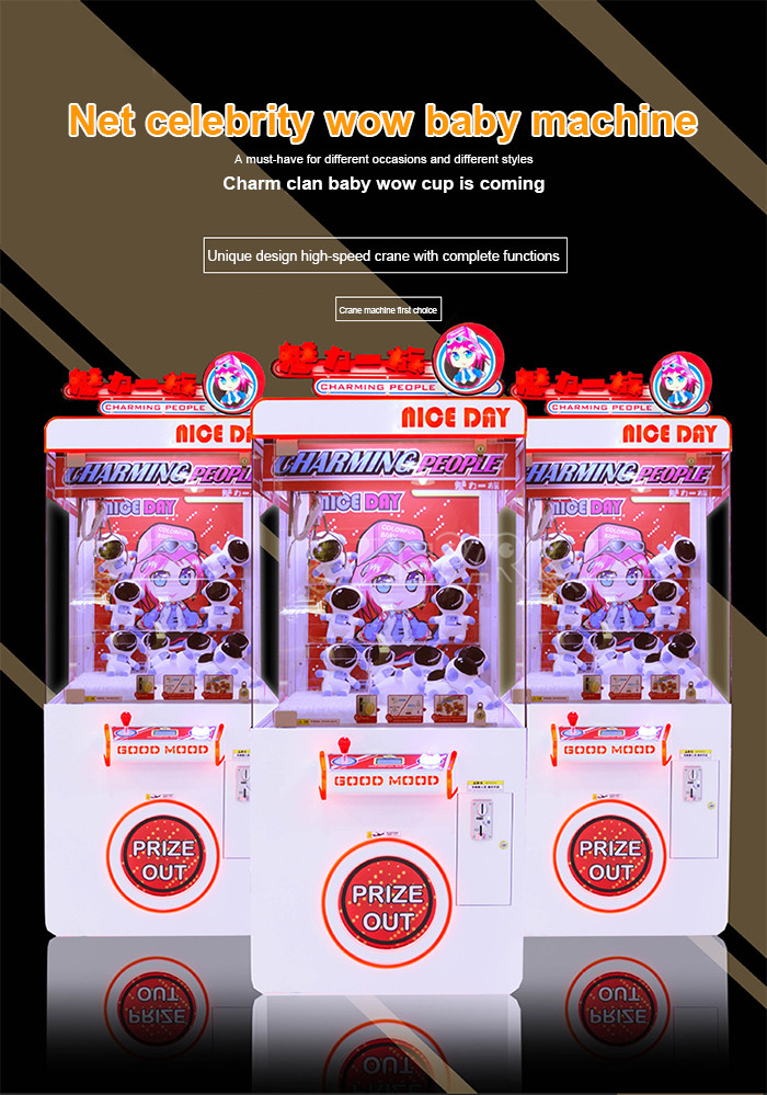 Coin Operated Toy Claw Crane Game Machine With Colorful LED Light