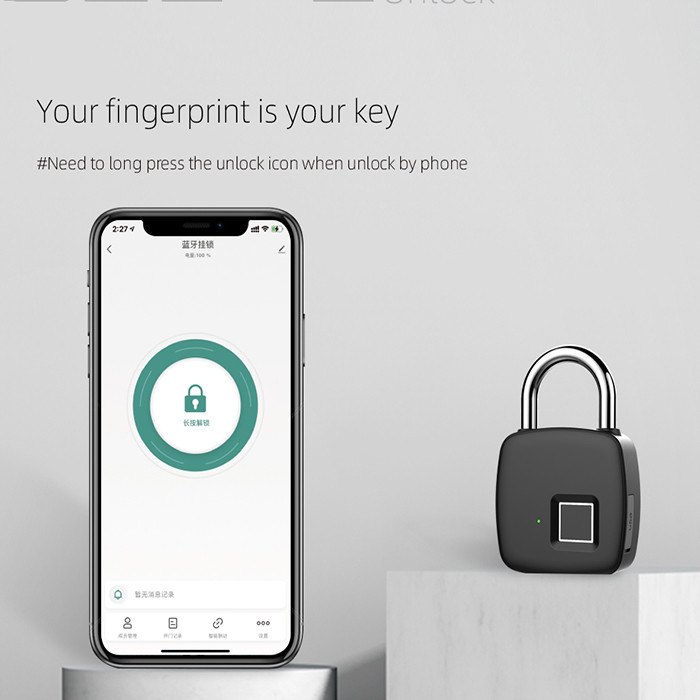 Tuya APP Unlock Smart Door Lock Mini Digital Electronic Smart Fingerprint Padlock