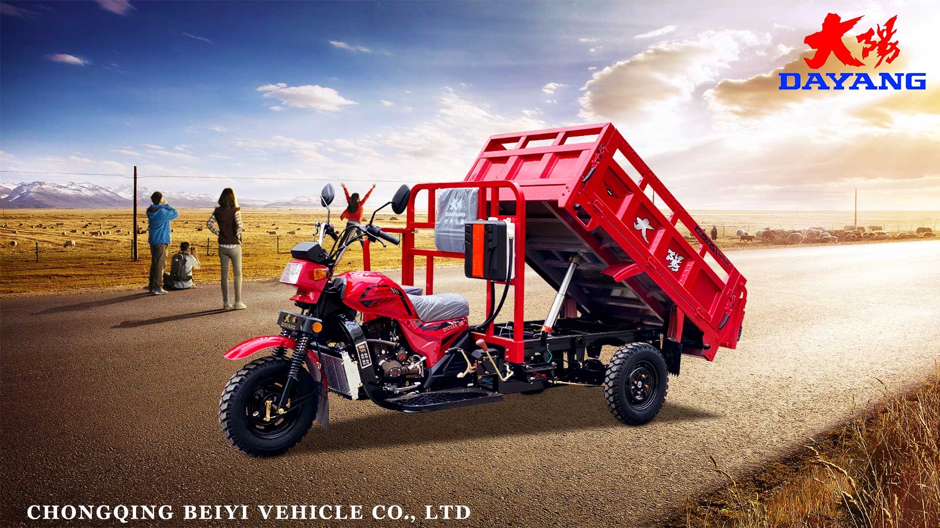 Heavy Ghana Gas 1000kg Cargo Tricycle with 5.0-12 Tire Size and 2*1.4m Cargo Box Size