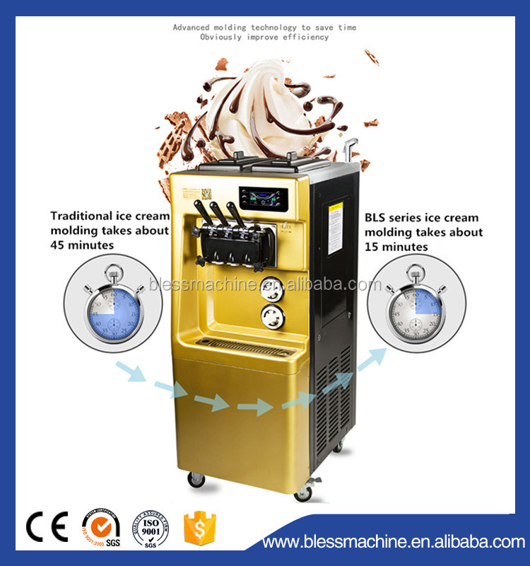 Quick Frozen 3 Flavors Commercial Ice Cream Machine with Pre-Cooling Keep Fresh System