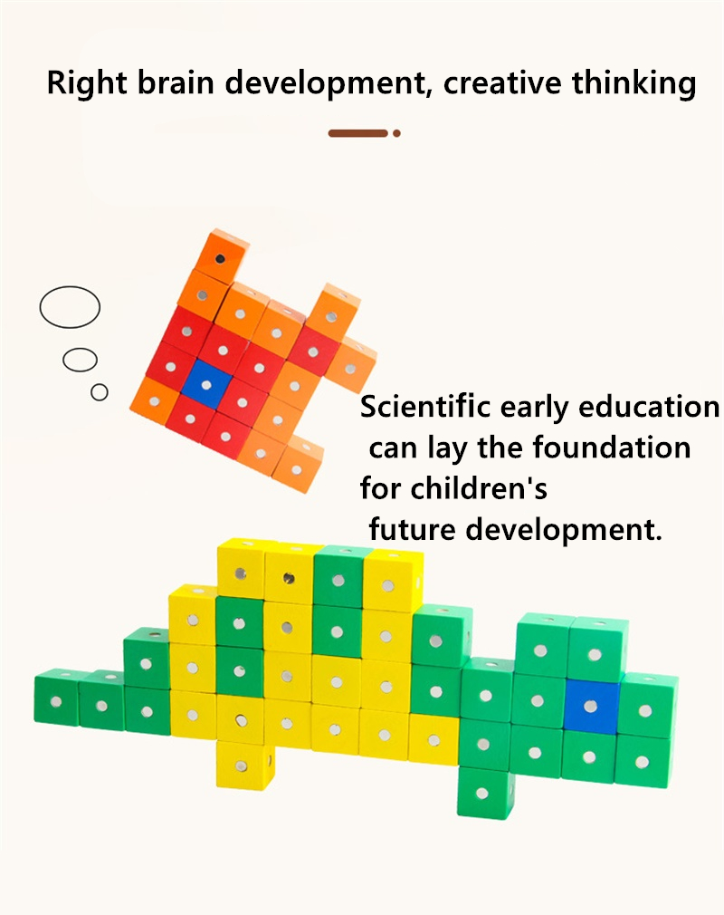 Educational Square Cube Rainbow Magnetic Blocks 10pc 2X2X2cm Wooden