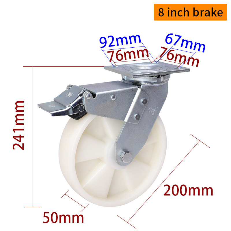 450kg Load 8 Inch 200mm Heavy Duty Castor Wheels With Brake 738-26