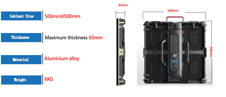 500*500mm P4.81mm Rental LED Display Screen Advertising Video Wall