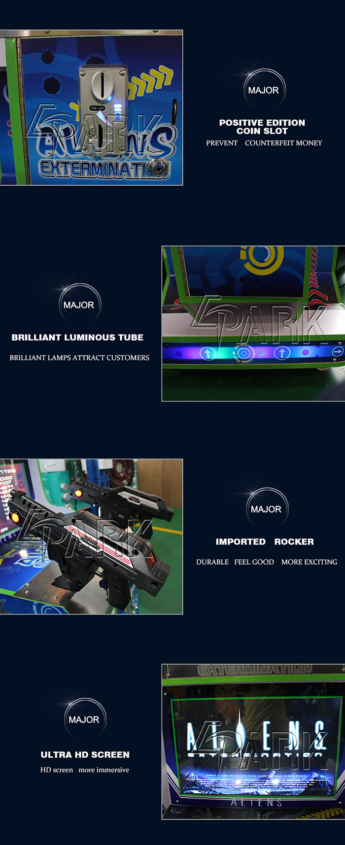 Alien Themed Shooting Arcade Machines , Two Players Video Game Simulator