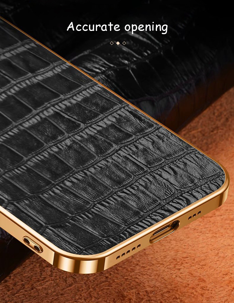 Shockproof Luxury Crocodile Skin Pattern Leather Phone Case for iPhone 12 13 14 Pro Max