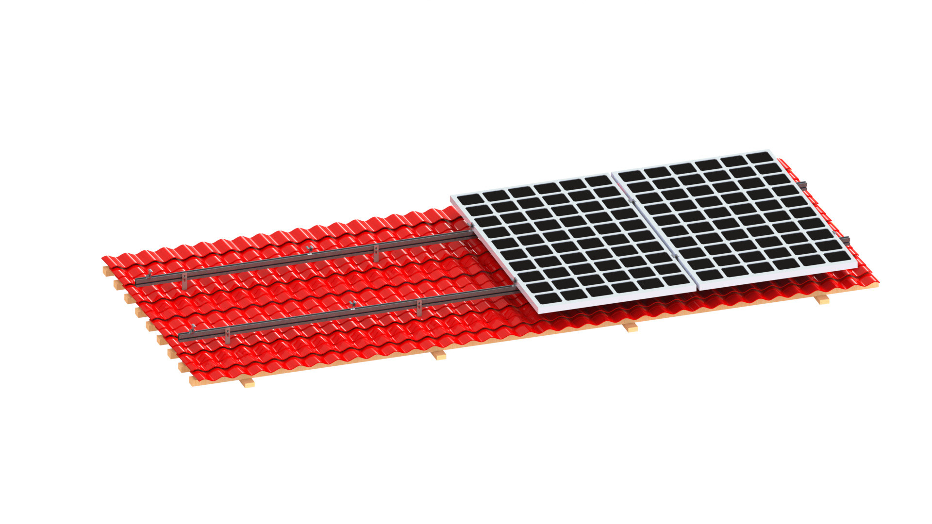 Wooden Beam SUS 304 Tile Roof Solar Mounting System Adjustable Flat Mount
