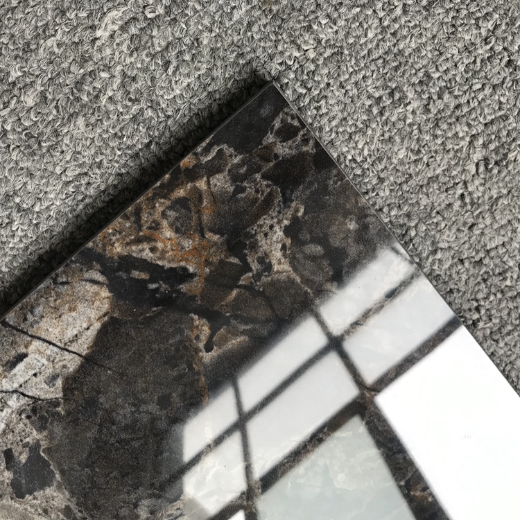 Marble Ceramic Kitchen Tiles in Black and White 60 x 60 Vitrified Tile with Design