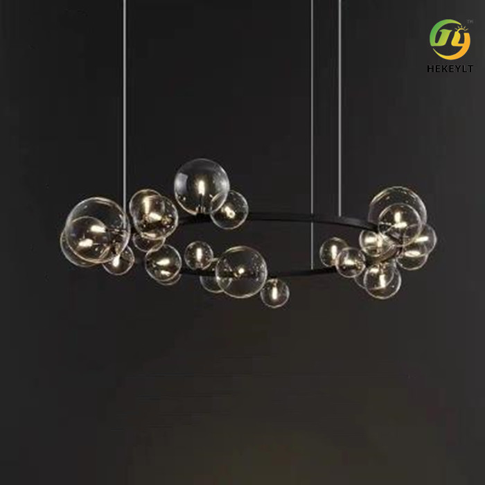 Nordic Modern Light Luxury Long Bubble Chandelier G9 For Restaurant