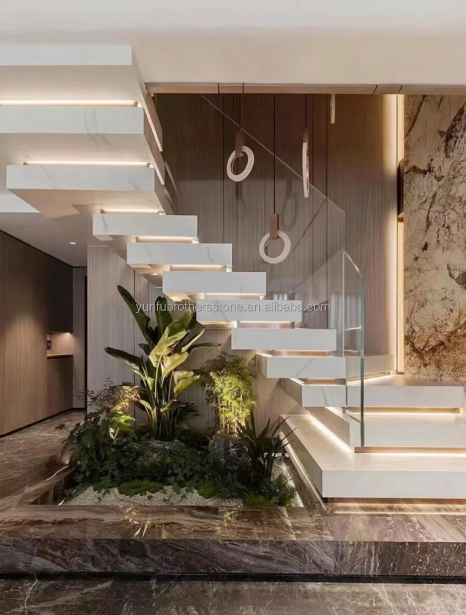 Customized Cut-to-Size Sintered Stone Stairs for Luxury Modern Design in Various Colors