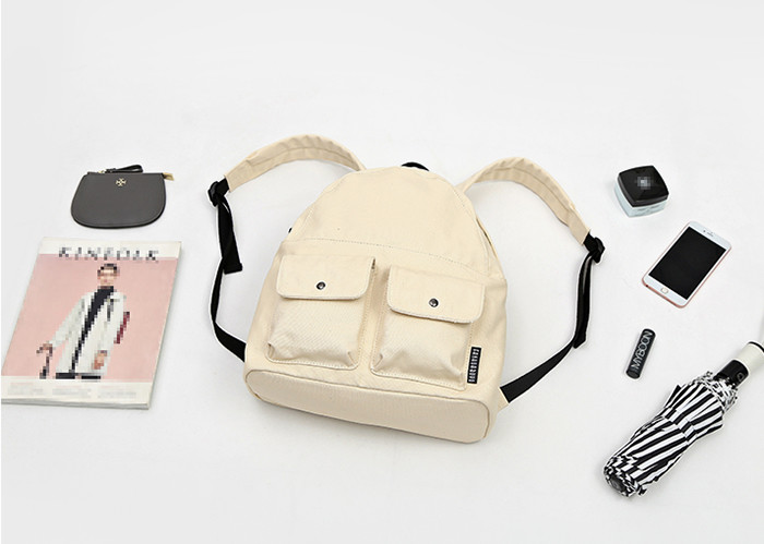 Promotional Custom Cheap Khaki Cute Vintage Outdoor Computer Canvas Sports Backpacks Wholesale With Button Pockets