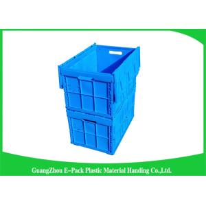 China Blue Collapsible Plastic Containers with Attached Lids / Stackable plastic container on sale
