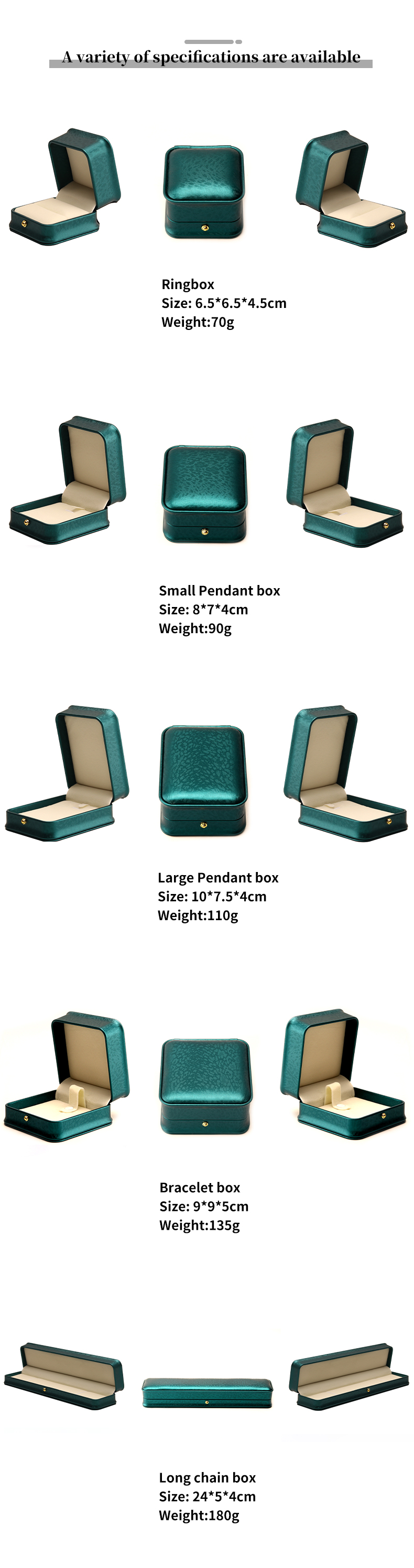 Custom Logo Necklace Ornaments Green Leather Jewelry Box for Hanhong 2023 Luxury Ring