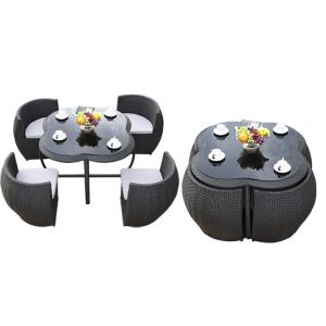 Combination Rattan Wicker Coffee Table Sets Living Room Space Saving