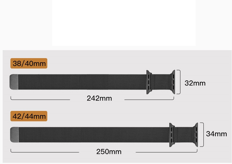 Strap Smartwatch Width 44mm Replacement Bands Magnetic Mesh Watch