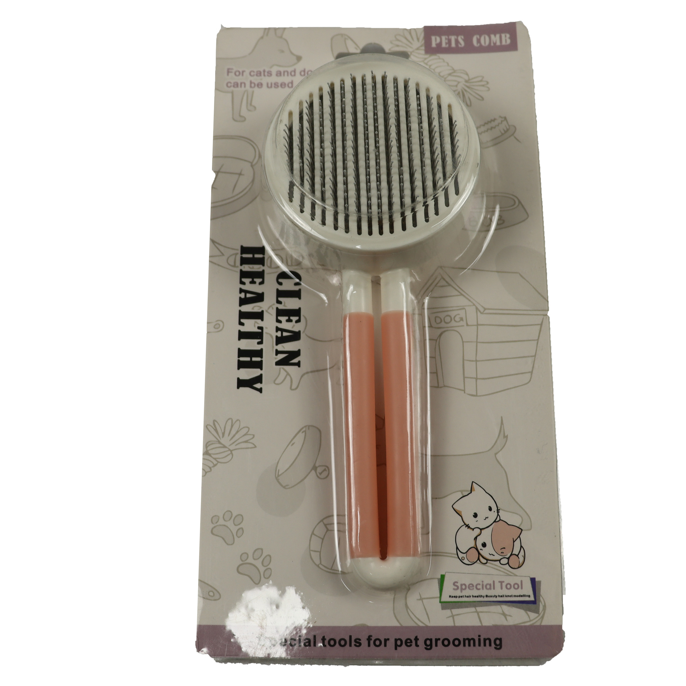 Cat Shedding Brush Automatic Pet Comb Brush Metal One Click Self Cleaning 117g