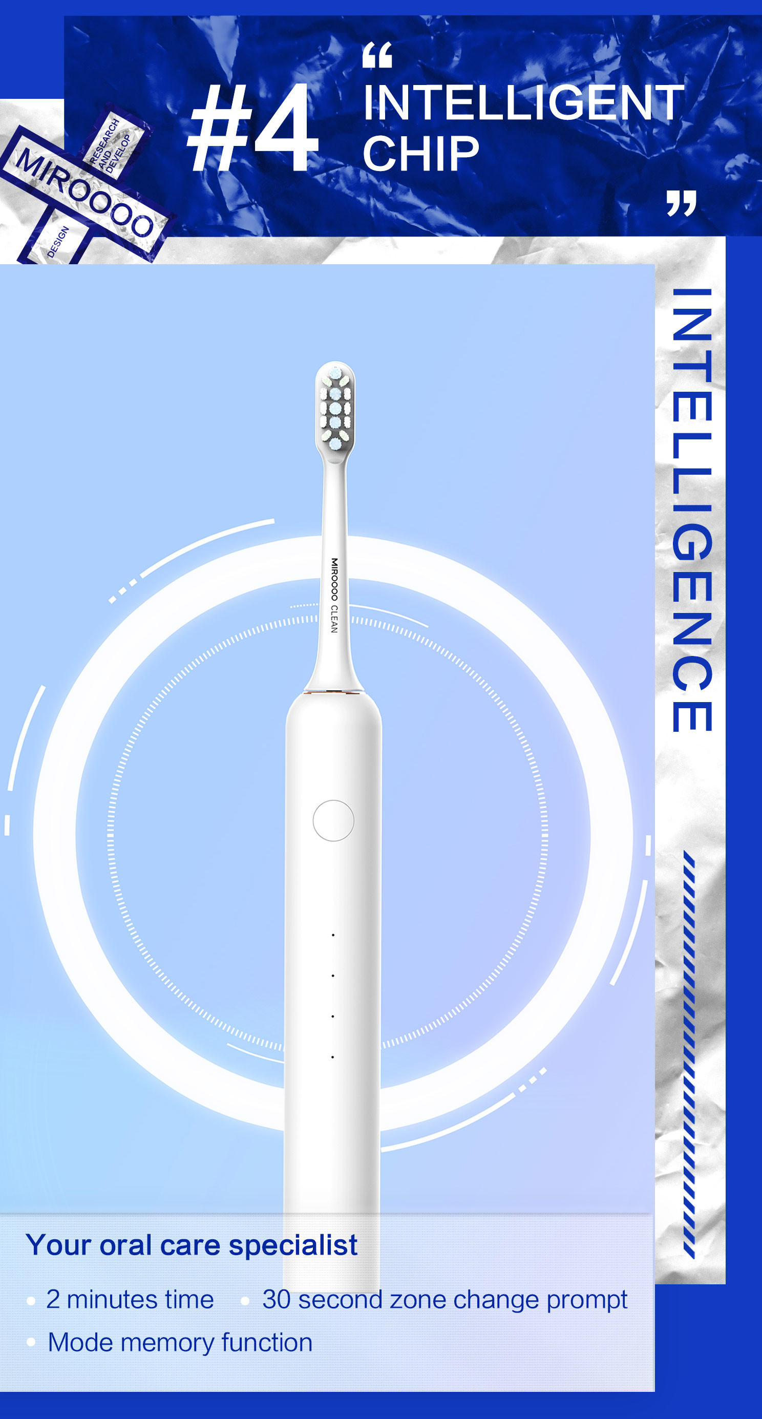 IPX7 Soft Bristles Rotating Electric Toothbrush Rechargeable For Gum Protection