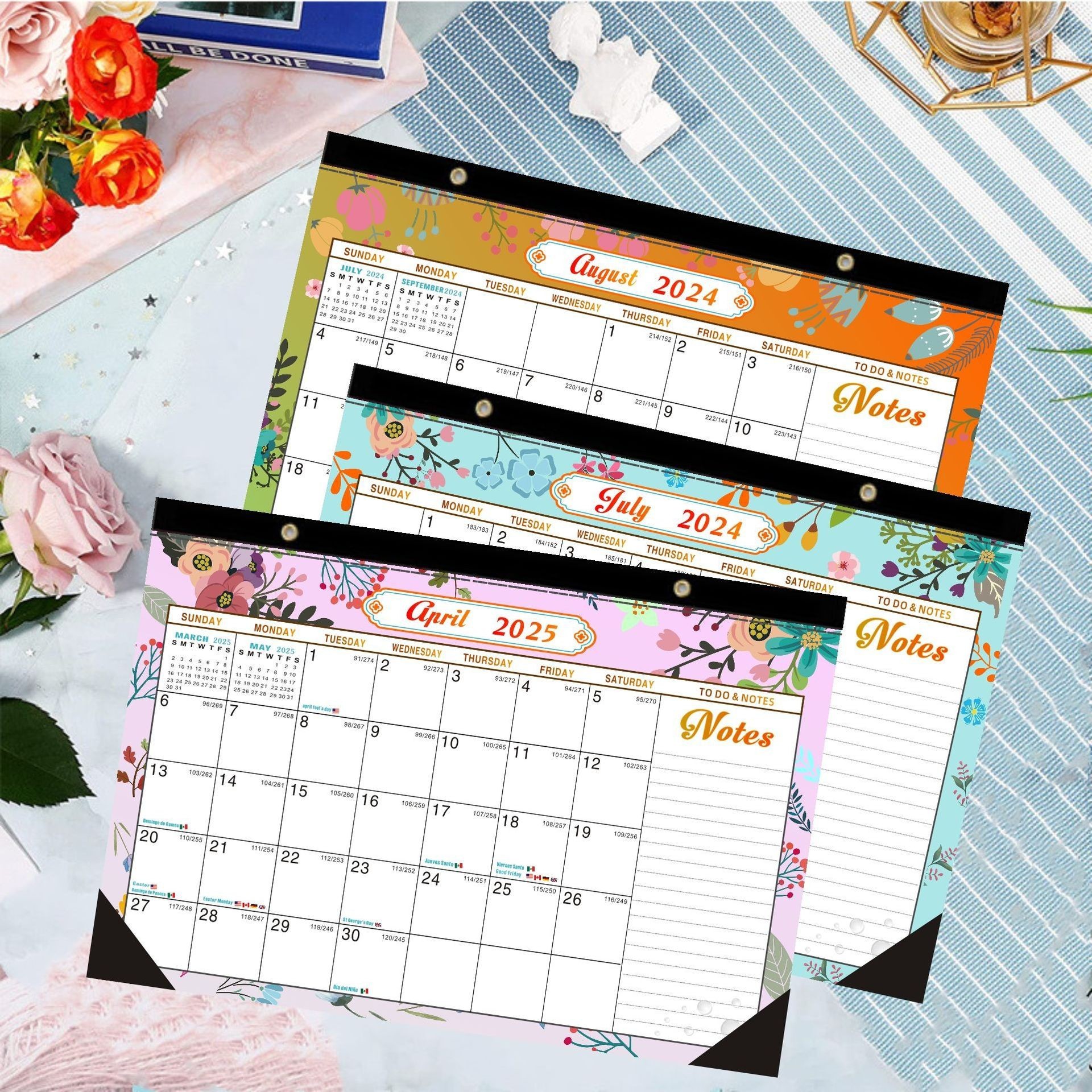 Spiral Bound Custom Wall Calendar With Holiday / Seasonal Theme And Full Color Printing