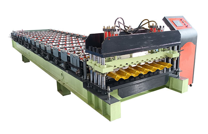 Color Steel Glazed Bamboo Type Roof Tile Roll Forming Machine 3 - 5m / Min