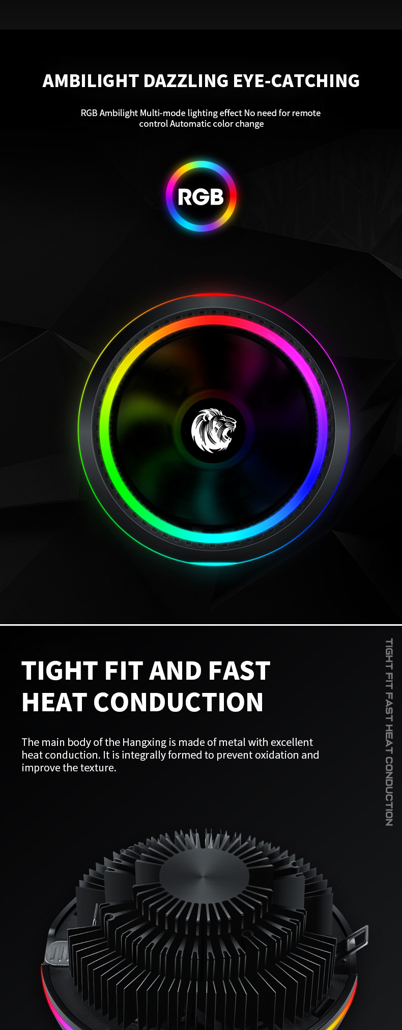 UFO High Power CPU Cooler Fans Processor Heatsink Colorful Light 2900rpm 12v PC Air 38CFM