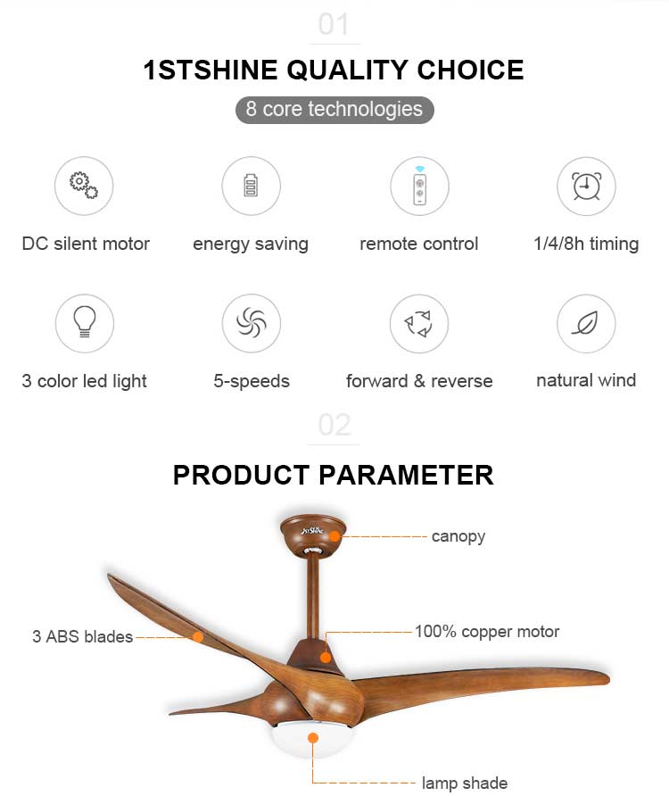 Cool Function Chinese Folding Ceiling Fans with LED Light 3000-6000K Color Temperature