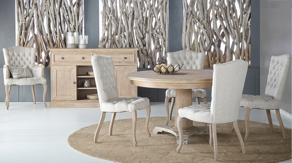 home goods dining chair upholstered dining chair studded dining chairs oak wood ,linen fabric