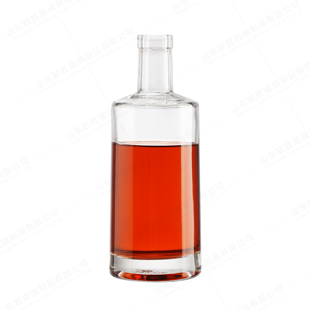 Customized 750ml Flat Empty Cylindrical Bottle for Whiskey Gin Rum in Custom Size