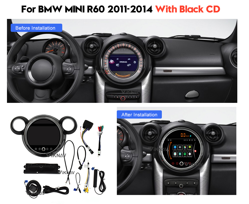 2 Din Android stereo For 2007-2014 Mini Cooper R56 R60 wireless carplay