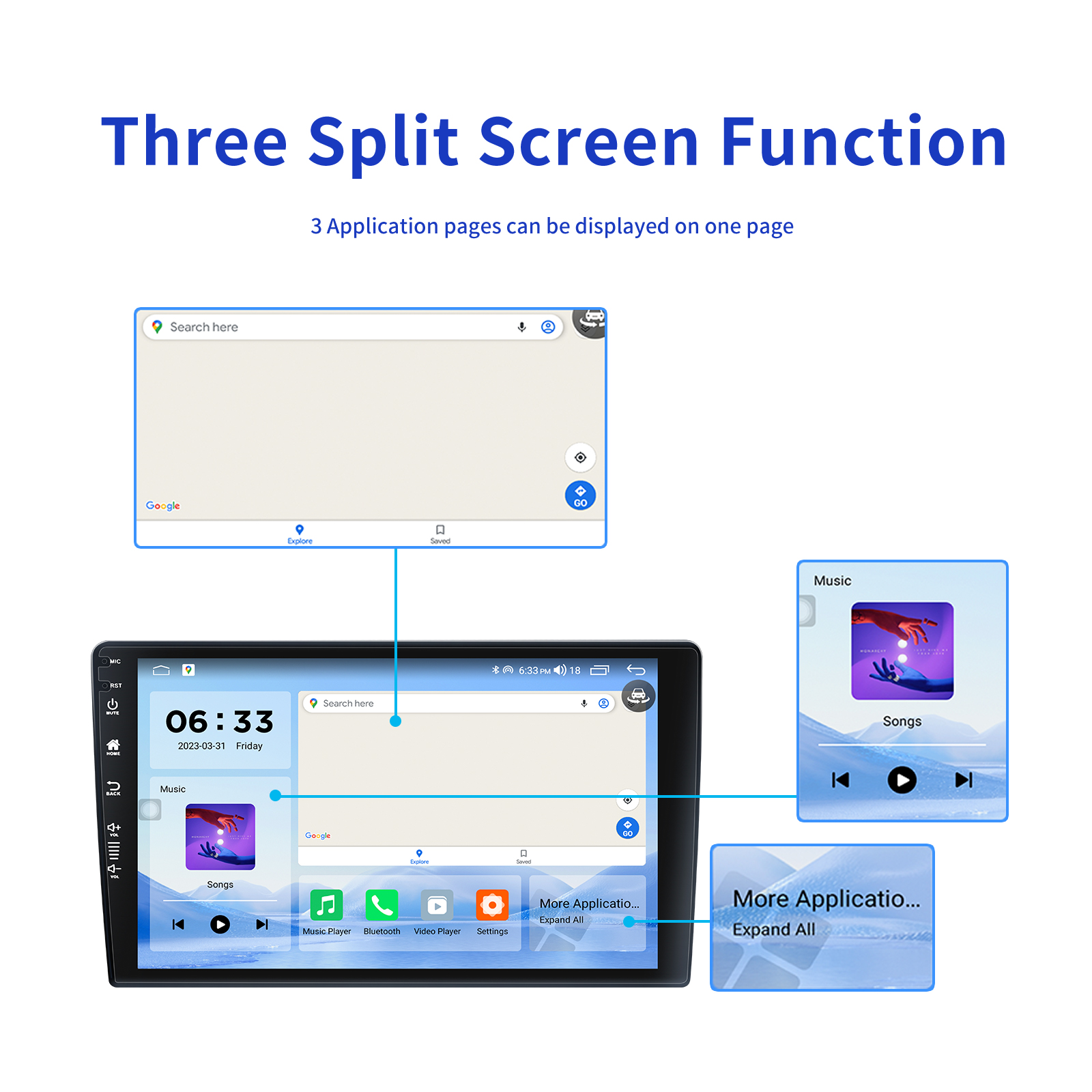 Dashboard Placement 10 Inch 2.5D-IPS Screen Car Radio with Bluetooth and Navigation GPS