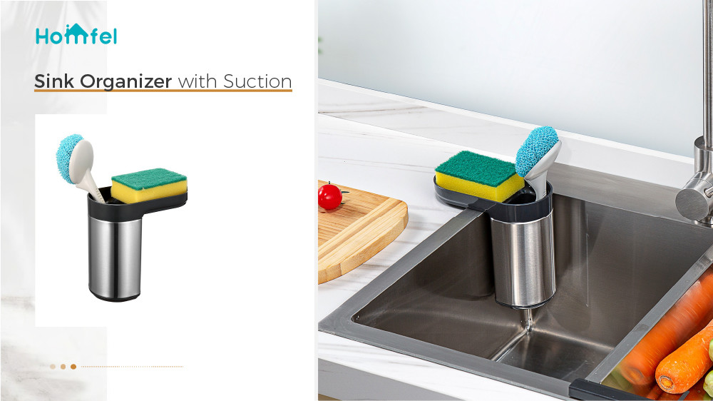 Multifunction Sink Caddy Organizer , Self Draining Kitchen Sink Tidy With Suction