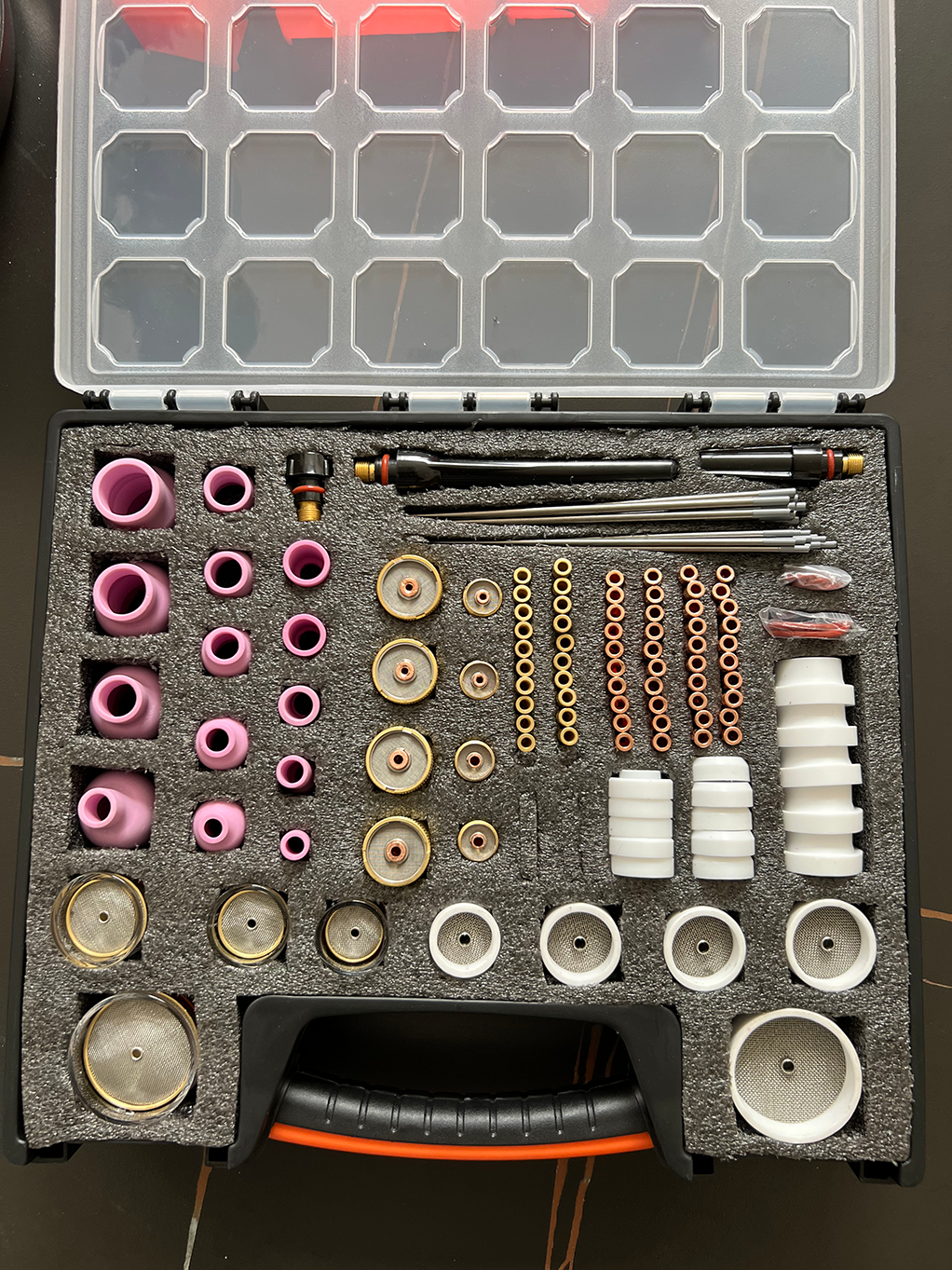 TIG Welding Torch Set with Gas Lens Alumina Nozzle Tungsten Electrode and Collet Body