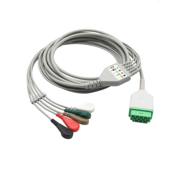 Medical Reusable GE Marqutte Holter Recorder Integrated 5 Leadwires ECG Cable