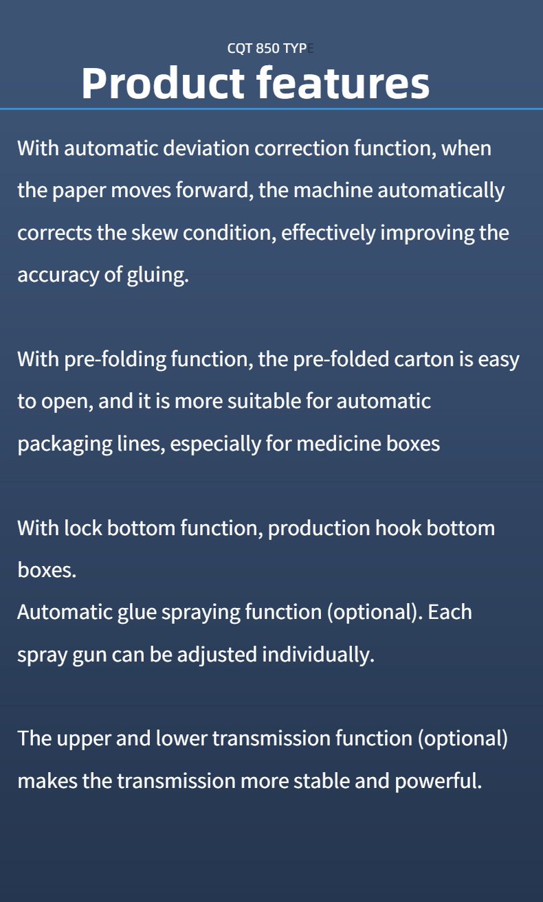 Versatile CQT-850 Automatic 4 6 Corner Folder Gluer for Paper Lunch Box Manufacturing